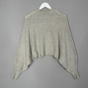 AllSaints Sweater Womens Small Gray Gene Crew Neck Knit Merino Wool Batwing Cozy